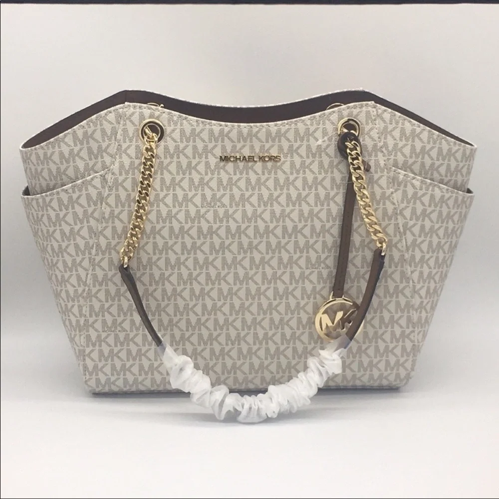 MICHAEL KORS LG CHAIN SHOULDER TOTE VANILLA